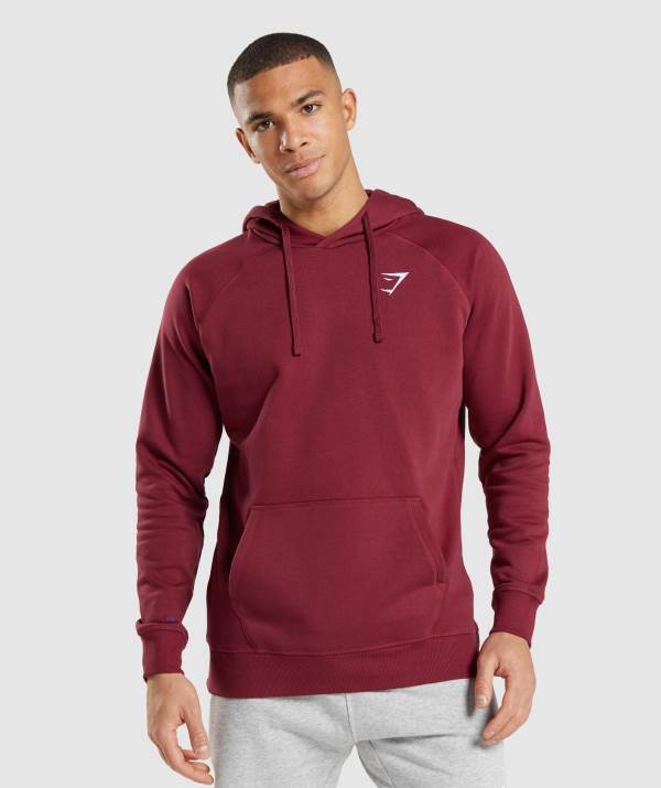 Panske Mikiny S Kapucňou Gymshark Crest Bordove Červené | DP3192047